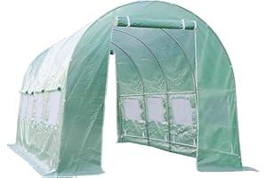 FORALEBEN Replacement Cover for Portable Greenhouse, Large Walk-in Green Hot Garden House Top Tarp 2 Zippered Doors 8 Roll-up Windows (Frame Does NOT Included) (20 x 10 x 7 ft)
