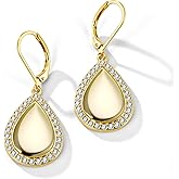 LANCHARMED 925 Sterling Silver Teardrop Dangle Earrings, Hypoallergenic 14k Gold Plated Waterdrop with Cubic Zirconia Around Dangling Drop Leverback Earrings for Women Trendy Statement Jewelry
