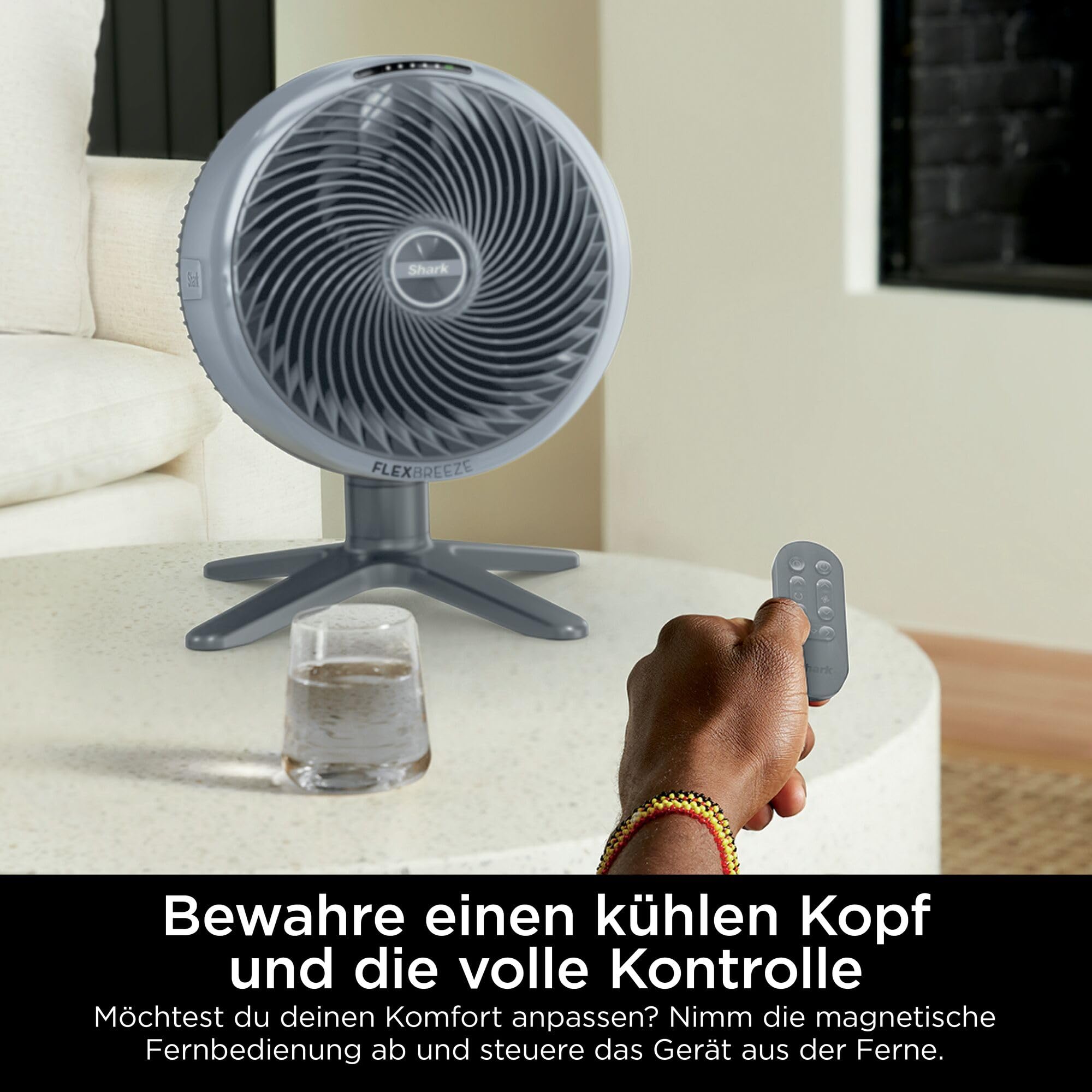 Shark FlexBreeze TableMate Akku-Ventilator, innen & außen, ≤24h Laufzeit, Hochgeschwindigkeits-Kühlung, 20 m Reichweite, leise & langlebig, 5 Geschwindigkeiten, Oszillation, Fernbedienung FA150EU 6