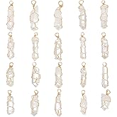 FINGERINSPIRE 20 Pcs Natural Quartz Crystal Pendant Gold Plated Wire Wrapped Quartz Clear Crystal Gemstone Pendant without Chain Irregularly Stones Pendant for Necklaces Earrings Jewelry Making