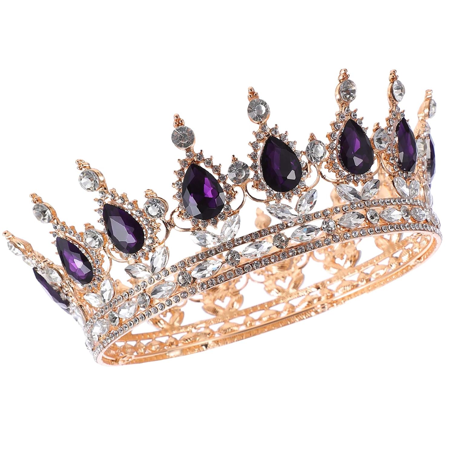 Buy Beaupretty Jeweled Baroque Queen Crown, Purple Rhinestone Wedding