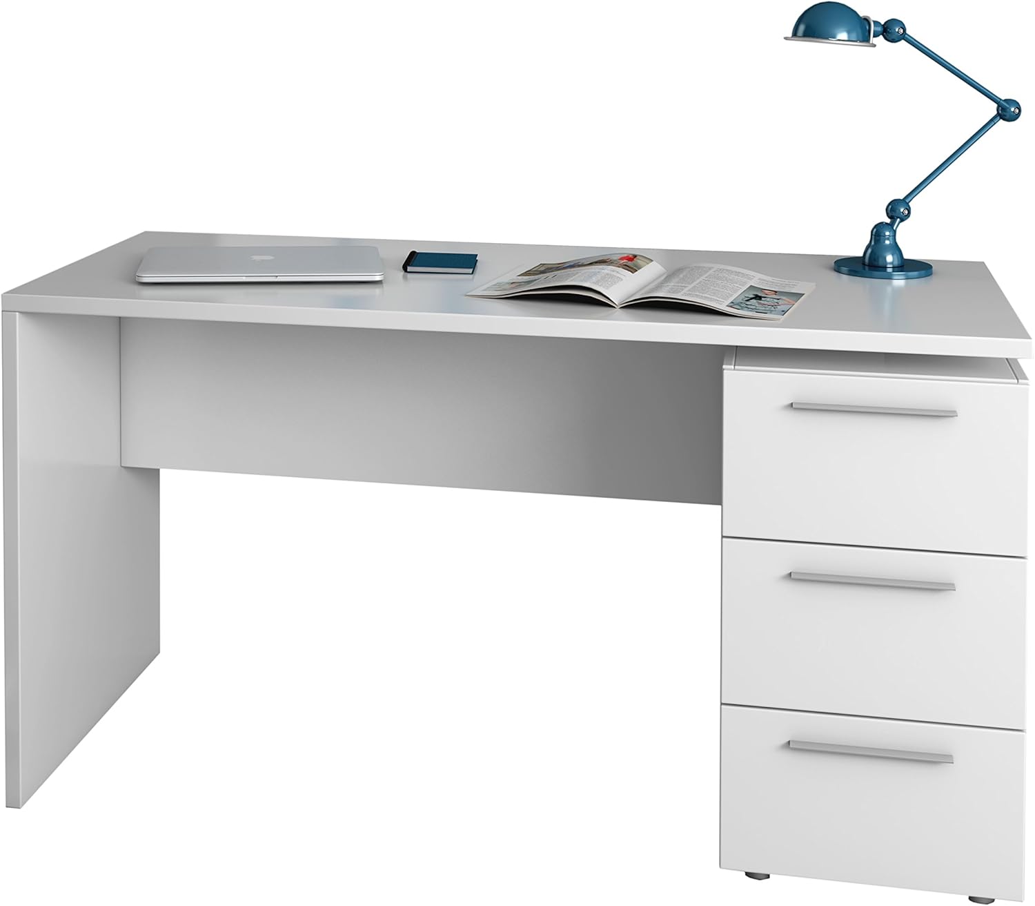 Furniturefactor Adalrik White Gloss Computer Office Desk Table