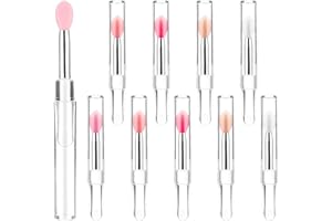 XINJODUZ Silicone Lip Brush 10 PCS Lipstick Applicator Brushes with Caps for Makeup Brushes Lip Balm Applicator Beauty Tool Kits for Lipsticks,Lip Gloss,Lip Balm And Other Cream Makeup Produts (5 Colors)