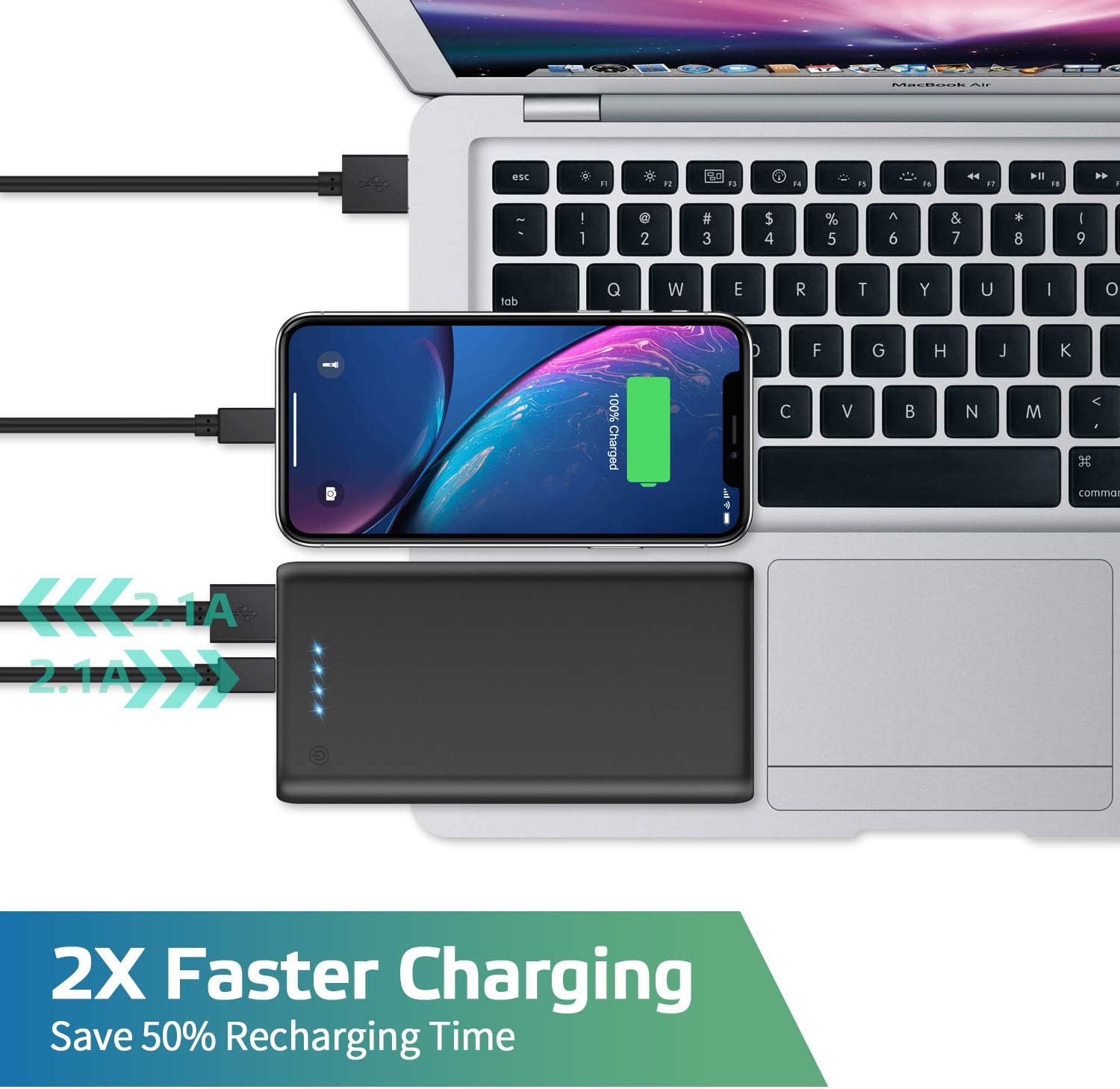 HETP Power Bank, Portable Charger 24800 mah Ultra Compact High Speed External Battery, 4 LED Lights - Image 4