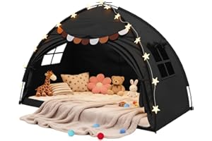 JWPEHOE Bed Tent Twin Full Size Bed Tent for Kids Foldable Bunk Canopy Tents Privacy Space Blackout Toddler Sleeping Tents Breathable Portable Cottage Drafty Room for Indoor Bedroom