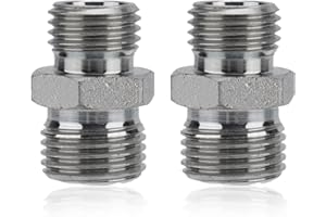 GOKTVAI 2pcs M14 to M16 Hydraulic Adapter Fittings, Carbon Steel Threaded Connectors for Mini Excavators 115757 Replacement Fit for Hydraulic Thumbs & Tilt Buckets Attachment