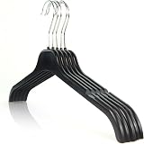 HANGERWORLD 20 Black Plastic Coat Hangers 43 cm for Knitwear Shirts