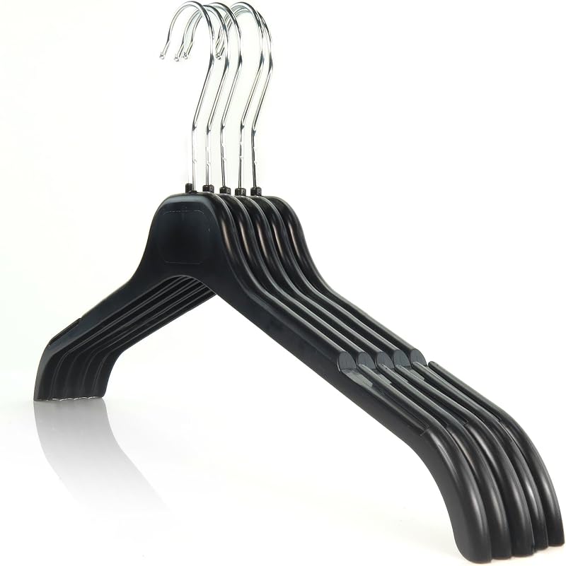 HANGERWORLD 20 Black Plastic Coat Hangers 43 cm for Knitwear Shirts