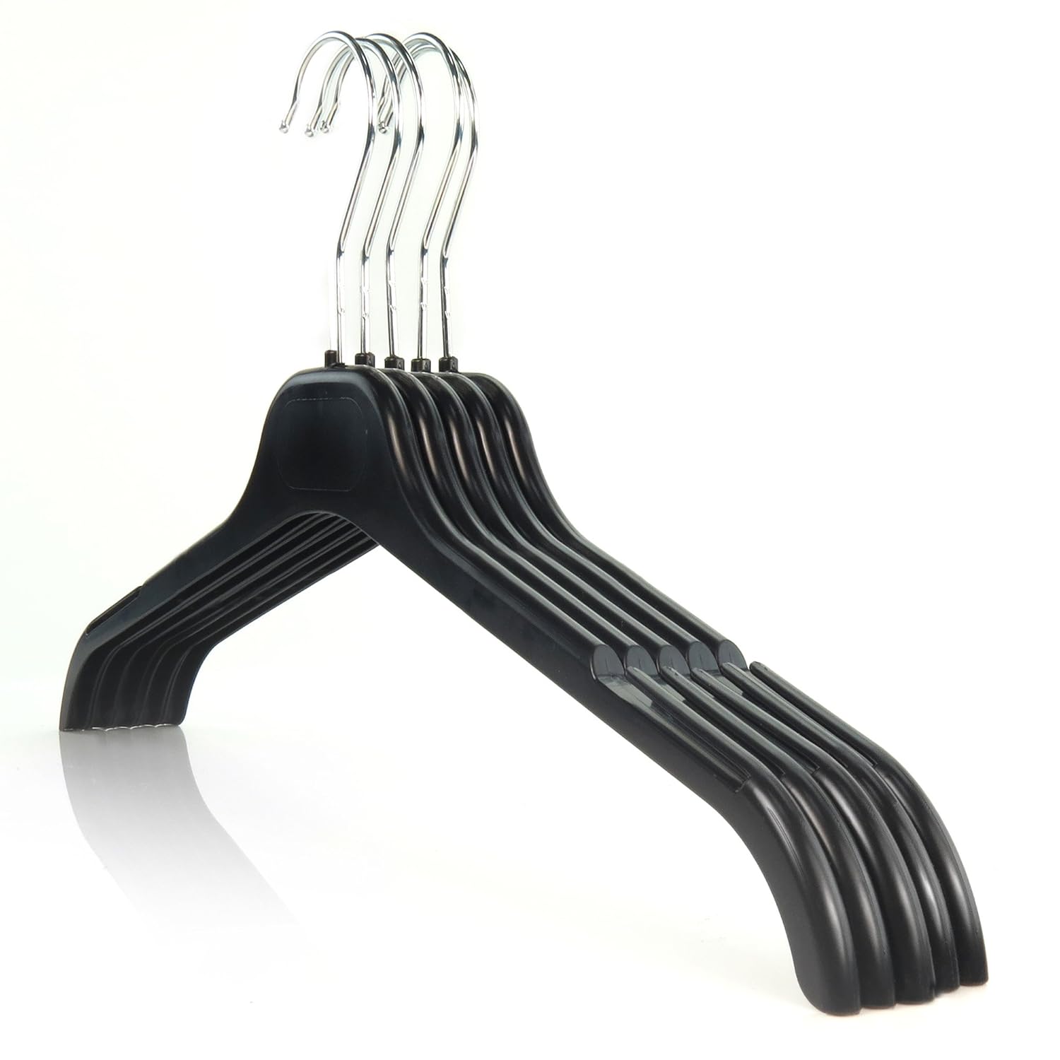 HANGERWORLD Strong Black Plastic Garment Coat Clothes Hangers with