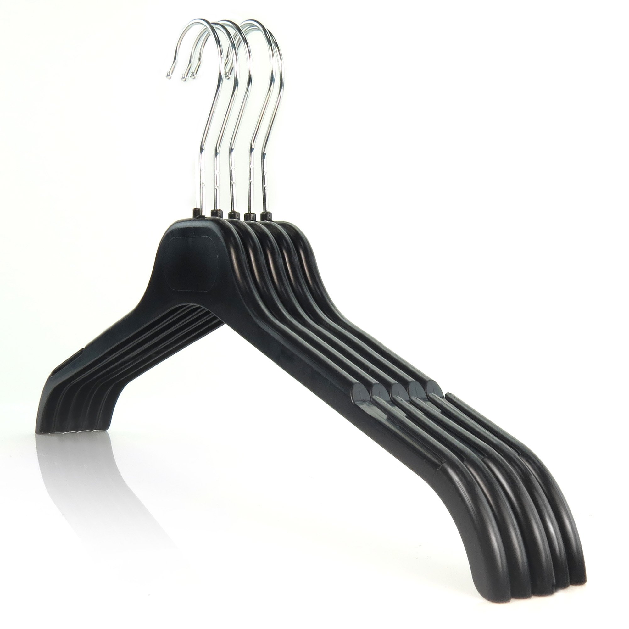 HANGERWORLD 15 Pack Strong Black Plastic Garment Coat Hangers for Clothes with Notches - All Purpose 43cm (17")