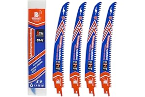 BRSCHNITT Japanese Teeth Reciprocating Saw Blades 9" 4PCS - Curved Edge Wood Pruning Saw Blades 6TPI for Tree Trimming,Wood C