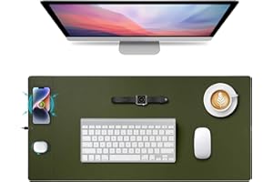 Wireless Charging Mouse Pad, 15W Fast Charge Magnetic Charger Desk Pad, Large Office Desk Mat (35.4x16.9in) with Ultra-Smooth