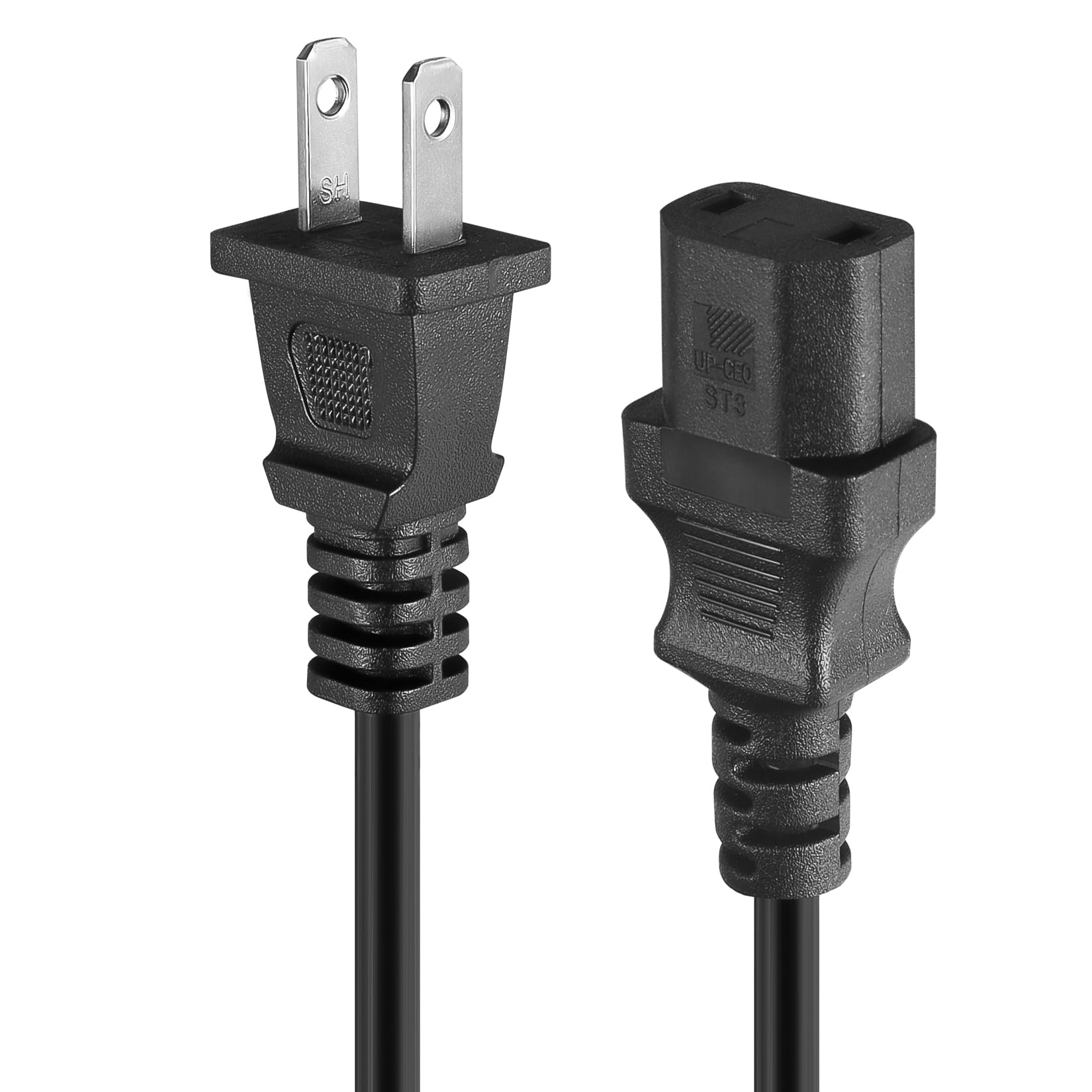 2 Prong AC Power Cord UL SVT 18AWG 10A Power Cable Replacement - for PS4 Pro, Xbox One/Xbox 360 Slim / 360 E Power Supply Brick (6Feet, Black)
