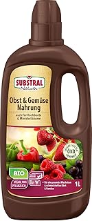 Substral Naturen Bio Obst & Gemüse Nahrung, Organischer Flüssigdünger für alle Obst- & Gemüsepflanzen auf Terrasse, Balkon und Beeten, 1 Liter