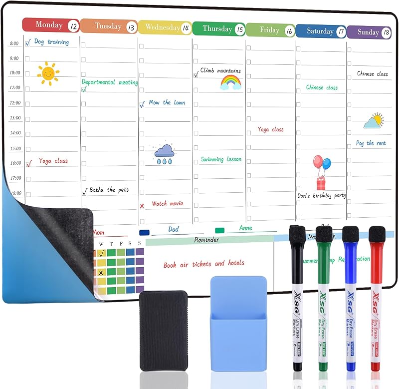 POPRUN A3 Weekly Planner Whiteboard Self Adhesive 42 x 28 cm