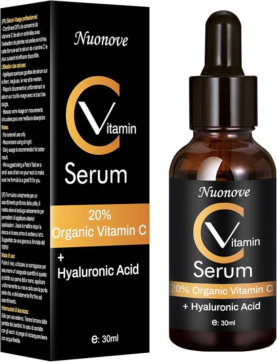 Sérum Visage Anti-rides à L'acide Hyaluronique Et Vitamines C, E - 30ml, Fabriqué En Italie