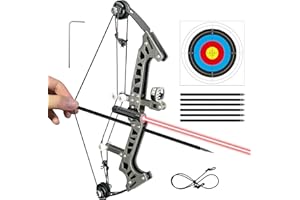 MIHMY Mini Archery Bow Set 2.9""/6.3""/8.7""/10.2"" Mini Compound Bow Mini Hunting Bow Left and Right-Handed General Metal Material Catapult for Shooting/Practice Archery Entertainment Fun, Sliver
