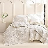 Masaca Oversized King Bedspread 120x120,Wheat Ruffled Crinkled Oversized California King Quilt Farmhouse Shabby Boho Chic Rustic Stone-Washed Microfiber Extra Large Bedding Set Soft and Lightweight