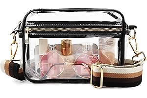 WEDDINGHELPER Clear Crossbody Bag, Clear Bag Stadium Approved Clear Purse with Adjustable Strap for Sports Concerts Festivals