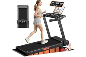 LONTEK 16% Incline Treadmill with Handle, 3-in-1 Portable Treadmills for Home and Office, Foldable Treadmills with 300 Lbs Weight Capacity, 3.0HP Quiet Walking Pad Treadmill, Three Screen