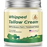 ZIIDII Beef Tallow for Skin, Organic Grass Fed Whipped Beef Tallow Balm Moisturizer Deeply Nourishing for Face & Body, Natural Unscented Tallow Face Moisturizer Cream for Dry Skin, 4oz