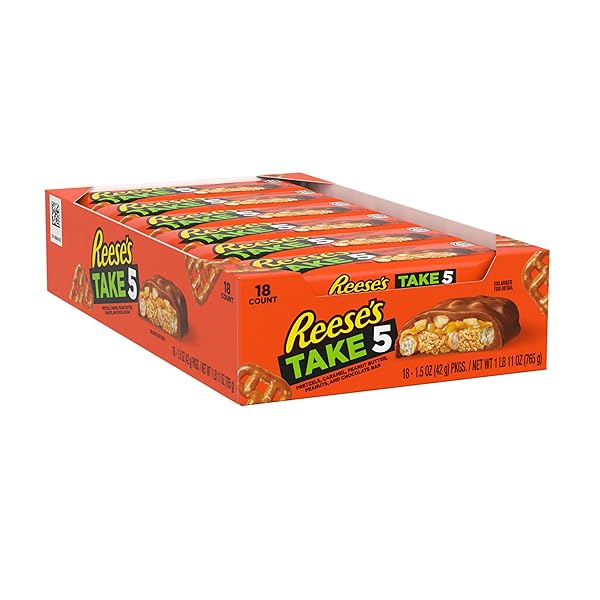 REESE’S TAKE 5 PRETZEL, PEANUT AND CHOCOLATE CANDY BARS, 1.5 OZ (18 COUNT)