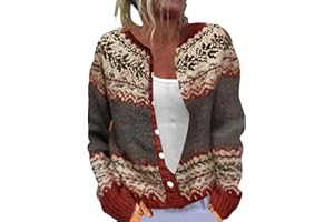 GOKKILRW Fair Isle Sweater Women Cardigan 2025 Winter Ethnic Vintage Argyle Knit Outwear Colorful Boho Icelandic Jumpers Coat