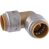 SharkBite Max 3/4 Inch 90 Degree Elbow, Push to Connect Brass Plumbing Fitting, PEX Pipe, Copper, CPVC, PE-RT, HDPE, UR256A