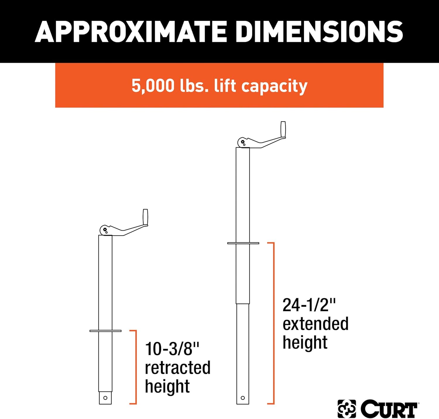 CURT 28250 A-Frame Trailer Jack, 5,000 lbs, 14-1/8 Inches Vertical Travel: Automotive