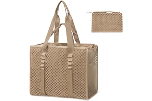 MOMINSIDE Beach Bags for Women Mesh Beach Bag Large Beach Tote Bag with Zipper for Swim/Pool/Cruise/Vacation Essentials