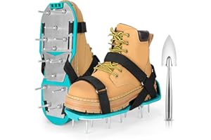 DenForste Lawn Aerator Shoes for Grass - Pre-Assembled Grass Aerator Shoes for Lawn - Soil Yard Aerator Tool for Aerating Patio Garden, Green