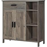 WEENFON Storage Cabinet, Coffee Bar Cabinet with Drawer, Bathroom Cabinet with Doors and Shelves, Freestanding Cupboard for L