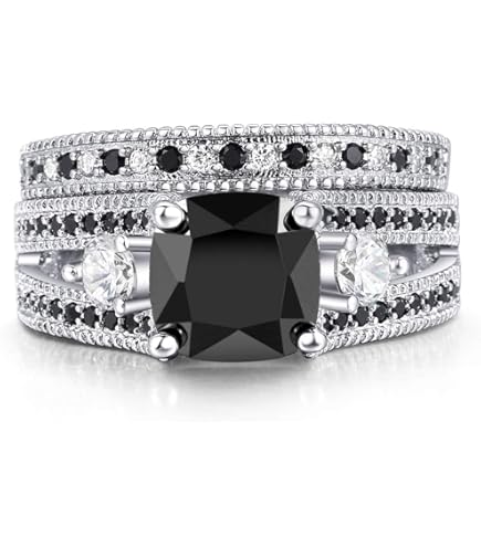 Amazon.com: Vintage 925 Sterling Silver Black Gem Ring