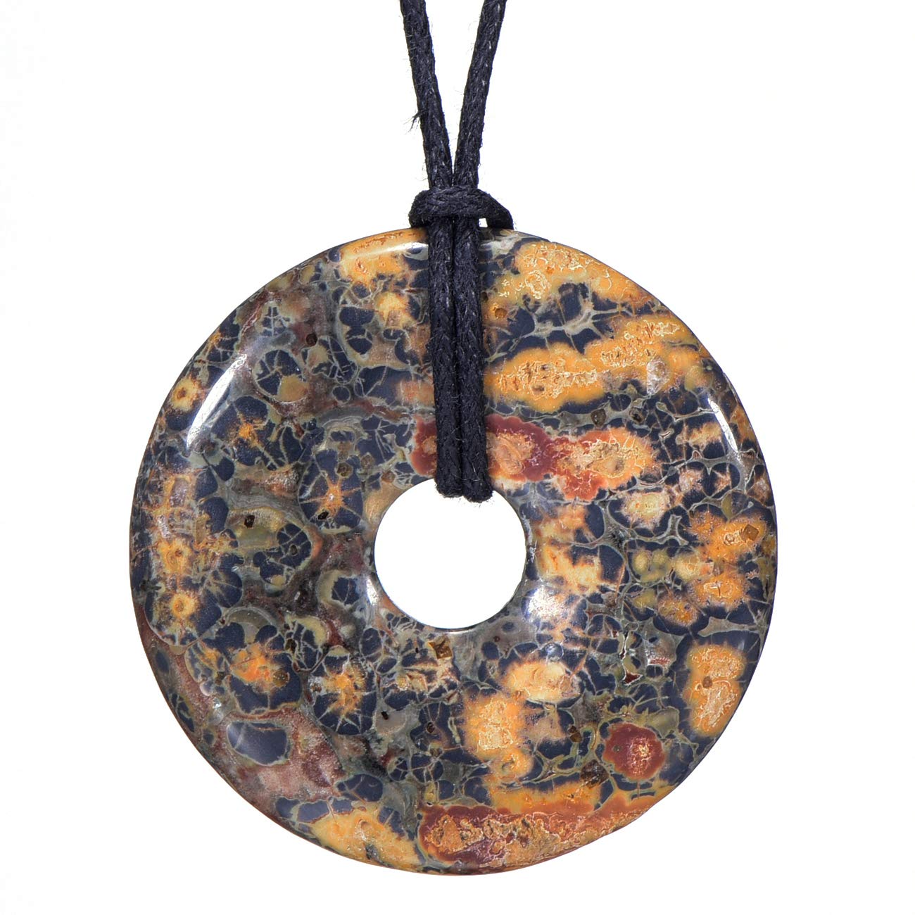 Morella Women's Necklace 31.5 inch - 80 cm Gemstone Donut gem Pendant Leopard Jasper in a Velvet Bag — image 1