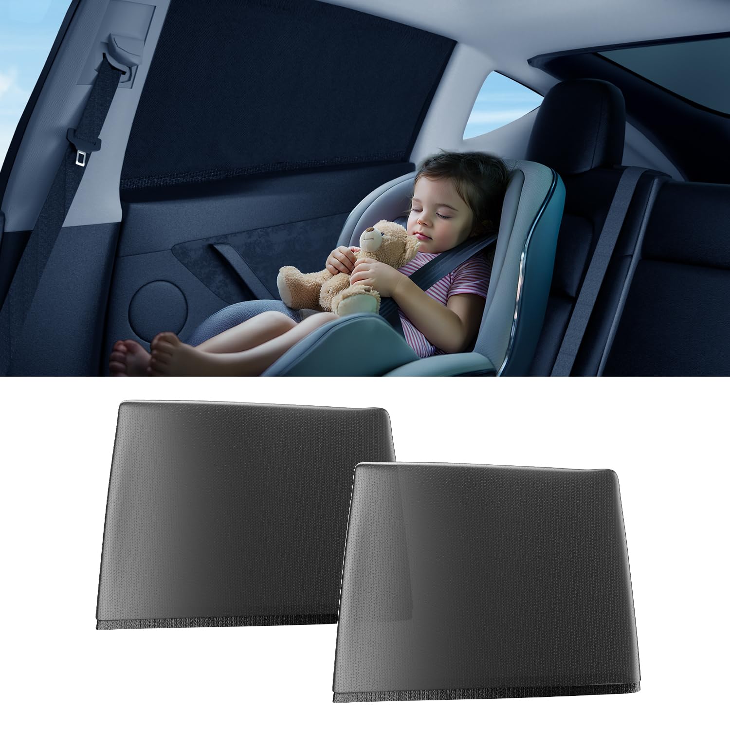 Photo 1 of [2025 Upgrade] DMJN Car Window Shades for Baby (2 Packs), [100% Block UV & Sun Glare Protection], Baby Car Window Shade, Privacy Automobile Shade for Back Side Windows - Universal Fit (Medium)