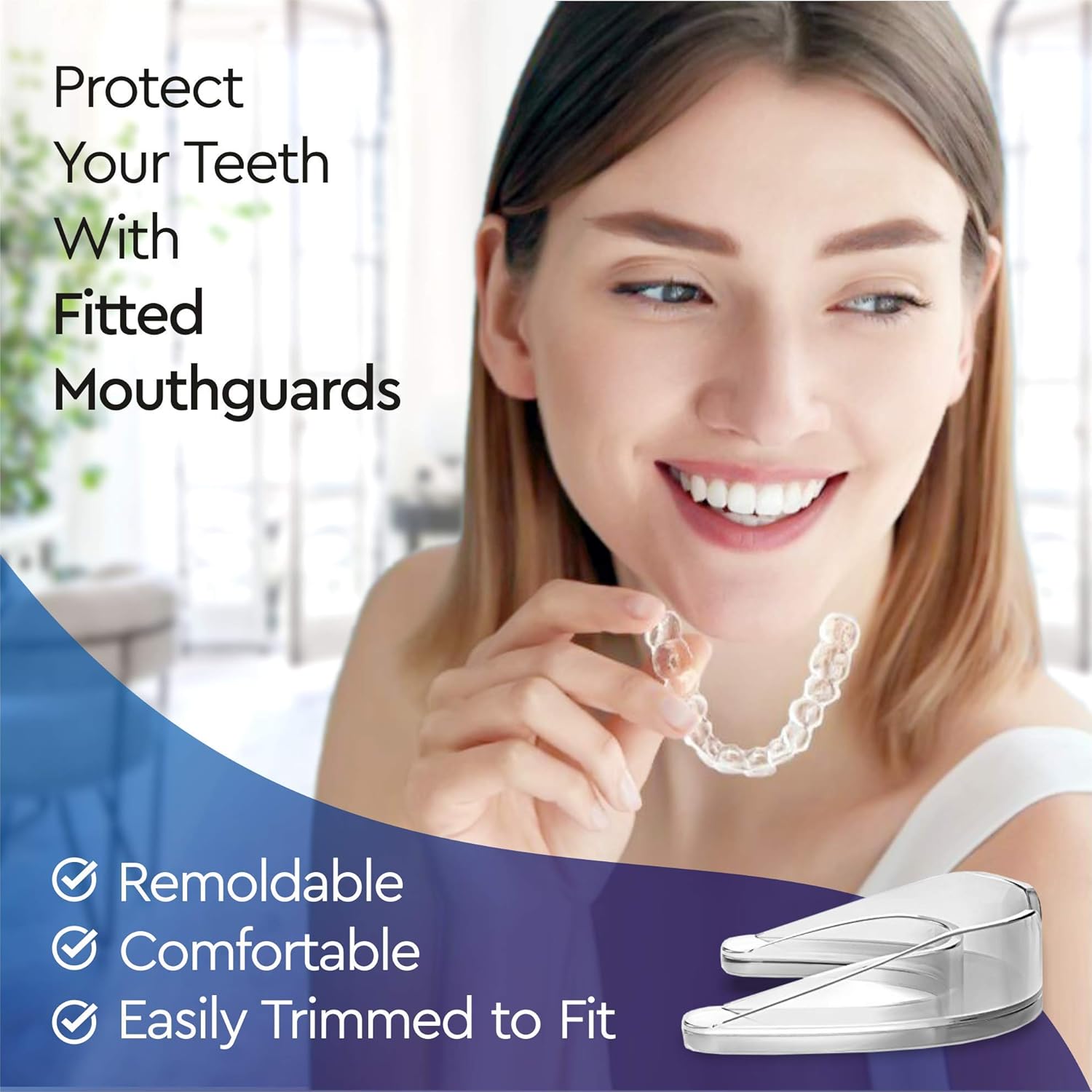 Professional Mouth Guard for Grinding Teeth, 2 Sizes, 4 Pieces Mouthguard, Moldable Night Guards for Teeth Grinding, Night Guard Eliminates Bruxism & Teeth Clenching, Antibacterial Dental Guard Case: Health & Personal Care
