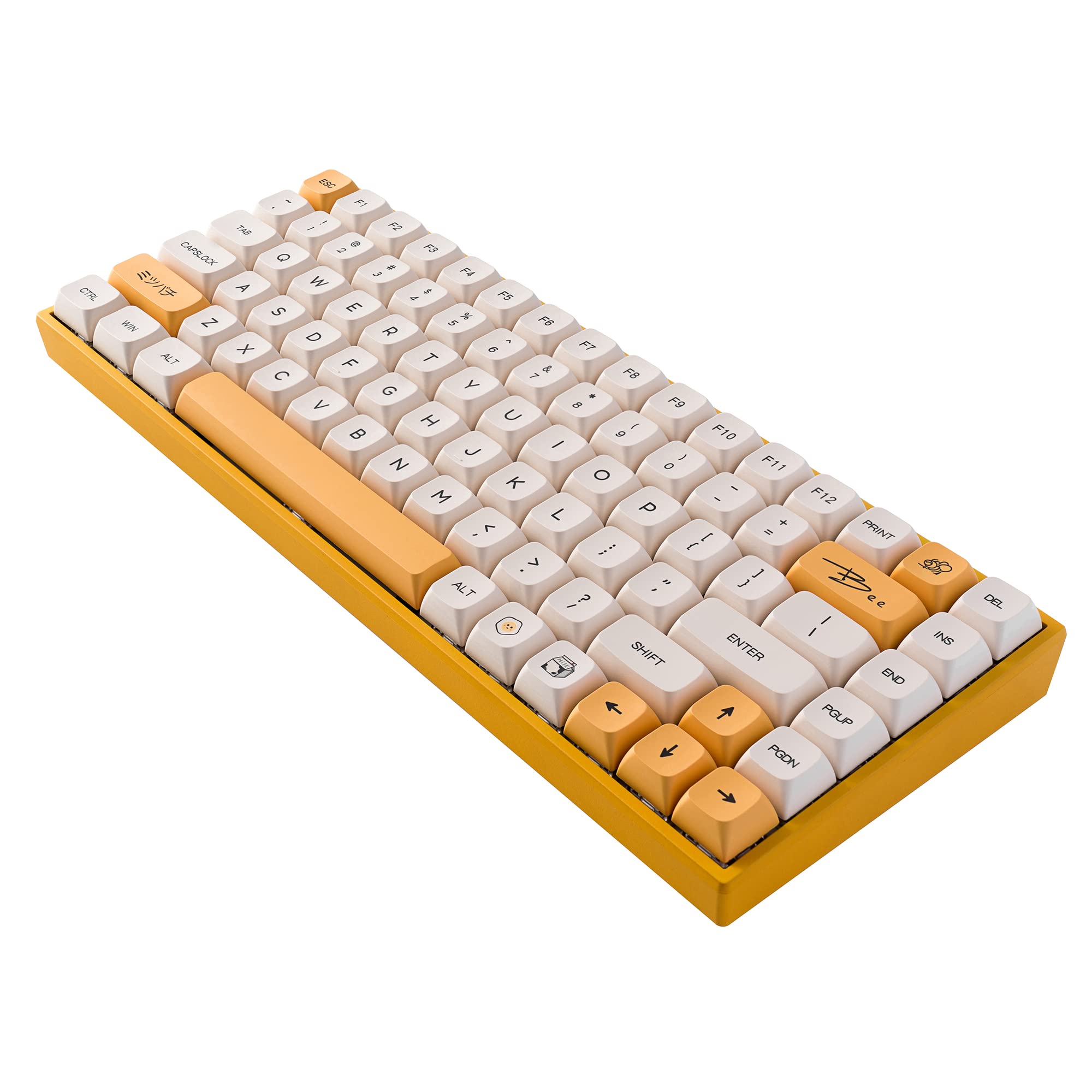 KD84 Hot Swappable 75% Compact Gateron Yellow Switch Keyboard, Bluetooth 5.0/Wireless 2.4G/Wired Type-C Tri-Mode N-Key Rollover RGB Mechanical Gaming Keyboard (Honey Milk XDA Keycaps)