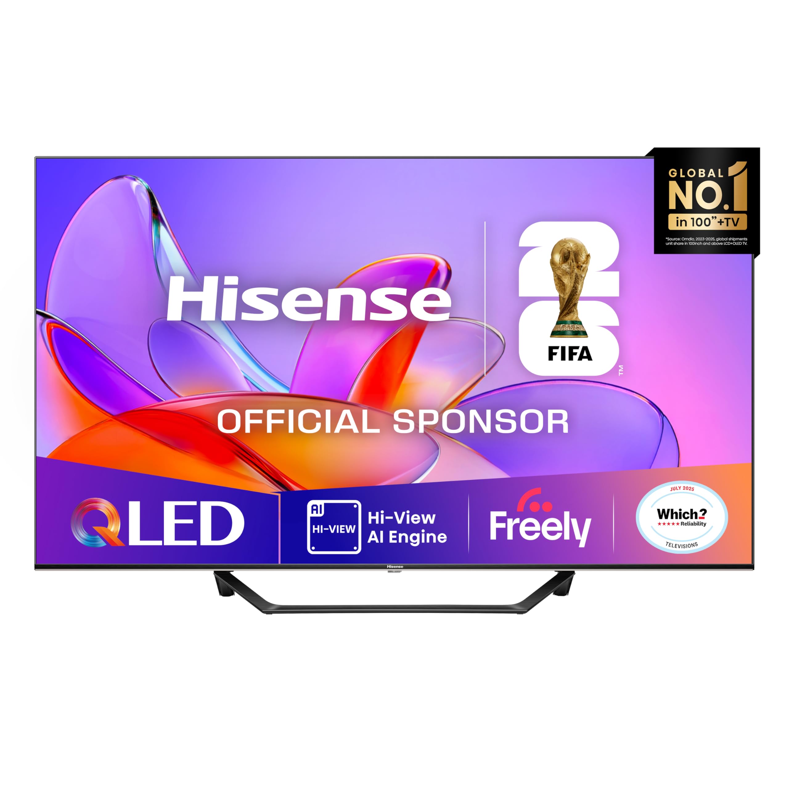 Hisense 43" 43A7QTUK QLED Smart AI TV - 4K Direct Lit Viewing, Quantum Dot Colour, Hi-View AI Engine, Dolby Vision, Dolby Atmos with with Freely, Disney +, YouTube, Netflix