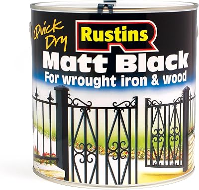 Rustins Matt Black Paint 1L – Fast Drying, Durable Finish for interior exterior
