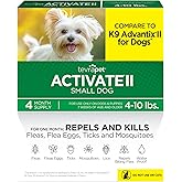 TevraPet Activate II Flea and Tick Prevention for Dogs | 4 Count | Small Dogs 4-10 lbs | Topical Drops | 4 Months Flea Treatm