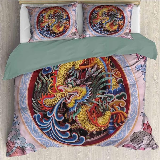 HELLOLEON Dragon Extra Large Quilt Cover Chinese Dragon Mythical Can be