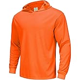Meiosuns High Visibility Quick Dry Safety Shirt with Hood Hi Vis Breathable Mesh with Sun Protection Long Sleeve Neon Hoodie