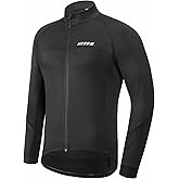 qualidyne Men's Thermal Cycling Jersey Long Sleeve Winter 3 Pockets Bike Fleece Jackets Windproof Reflevtive Cold Weather