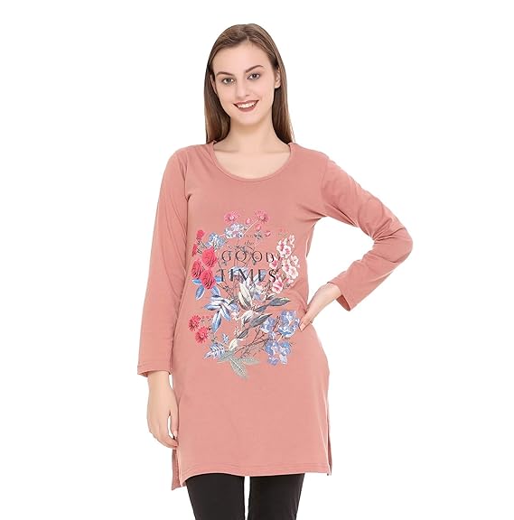 Women's Full Sleeves Side Slits Side Pocket Hosiery Cotton Causal Wear Kurta (FSLPC)