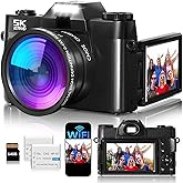 Digital Camera,UHD 75MP 5K Digital Cameras for Photography with WiFi,64GB SD Card Vlogging Travel Camera for YouTube,Featuring 3" 180°Flip Screen,Suitable for Beginners and Teens,Black