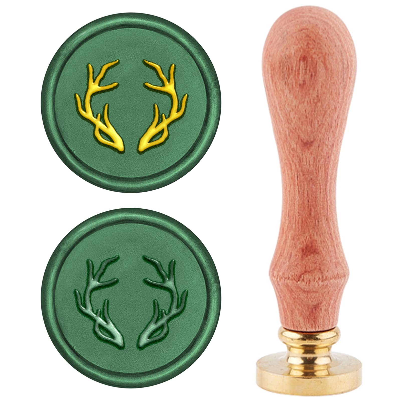 CRASPIRE Christmas Wax Seal Stamp Deer Sealing Wax Stamp Elk Antler Xmas Vintage Retro Wooden Sealing Stamp Removable Brass Seal Stamp Head for Wedding Invitations Decoration Gift Packing