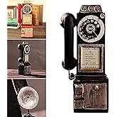 Retro Telephones Ornament,Wall Mounted Vintage Rotate Classic Look Dial Pay Phone Model Decoration,Antique Rotary Dial Coin P