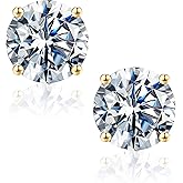 SMILEST Moissanite Stud Earrings for Women Men, Round Lab Created Moissanite 925 Sterling Silver Hypoallergenic Earring Friction Back Earring for Women Men 0.6-4 CT