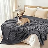 Luciphia Waterproof Dog Blanket for Large Dogs Ultra-Soft Calming Cut Pile Flannel Throw Durable & Warm Furniture Protection for Couch Bed Pet Blanket Machine Washable Stone Gray,L(65''x57'')
