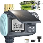 Anseto Solar Type-C Rechargeable Sprinkler Water Timer for Garden Hose Lawn | Programmable Intelligent Automatic Faucet System with Rain Delay and Manual Mode, Digital Irrigation Controller for Yard Pool